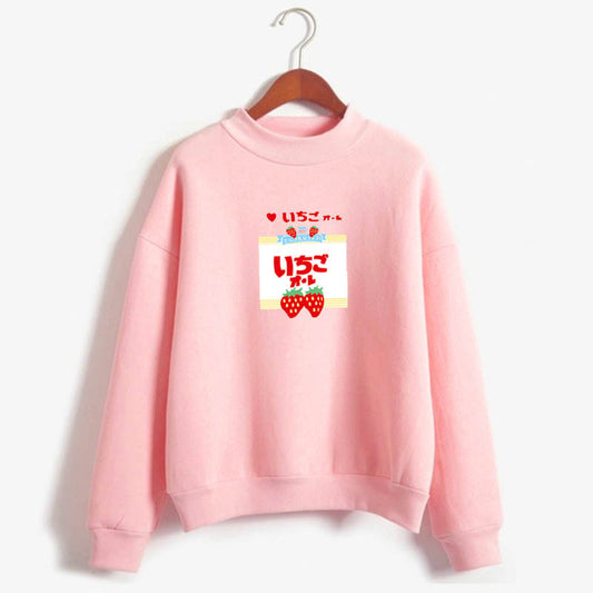 Strawberry Milk Kawaii Print Long Sleeve Sweatshirt