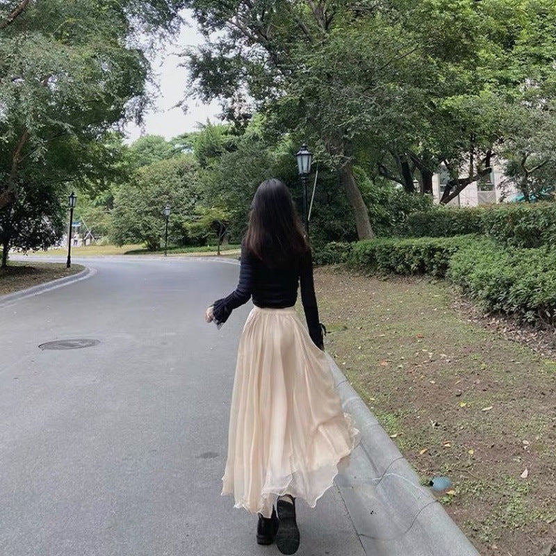 Oversized Wave Chiffon Pearl Skirt