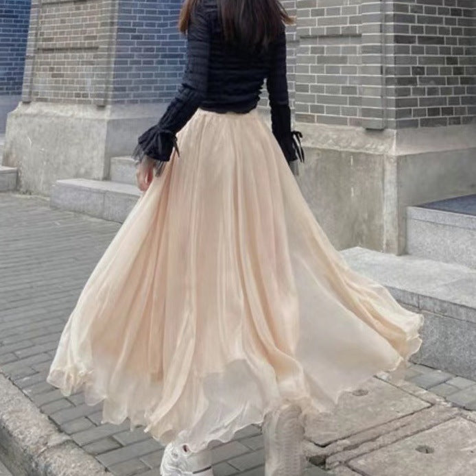 Oversized Wave Chiffon Pearl Skirt