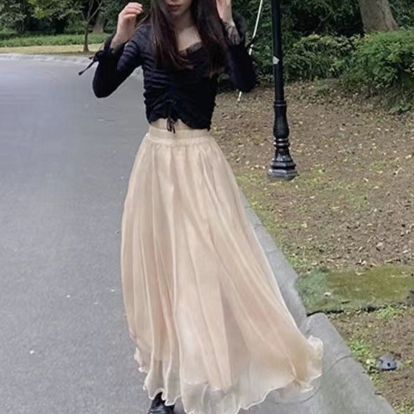 Oversized Wave Chiffon Pearl Skirt