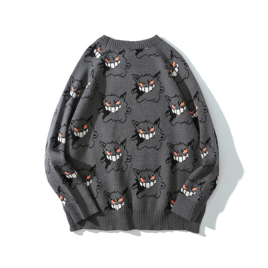 Japanese street cartoon devil sweater