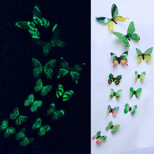 12pcs Luminous Butterfly Decal Art Wall Stickers