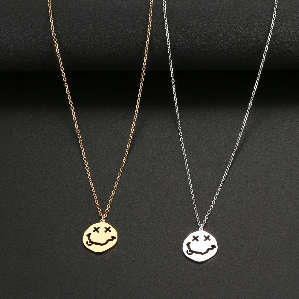 Kpop Hippie Face Steel Necklace