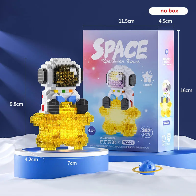 Micro Building Blocks Aerospace Series Glowing Astronaut Figure With Light DIY