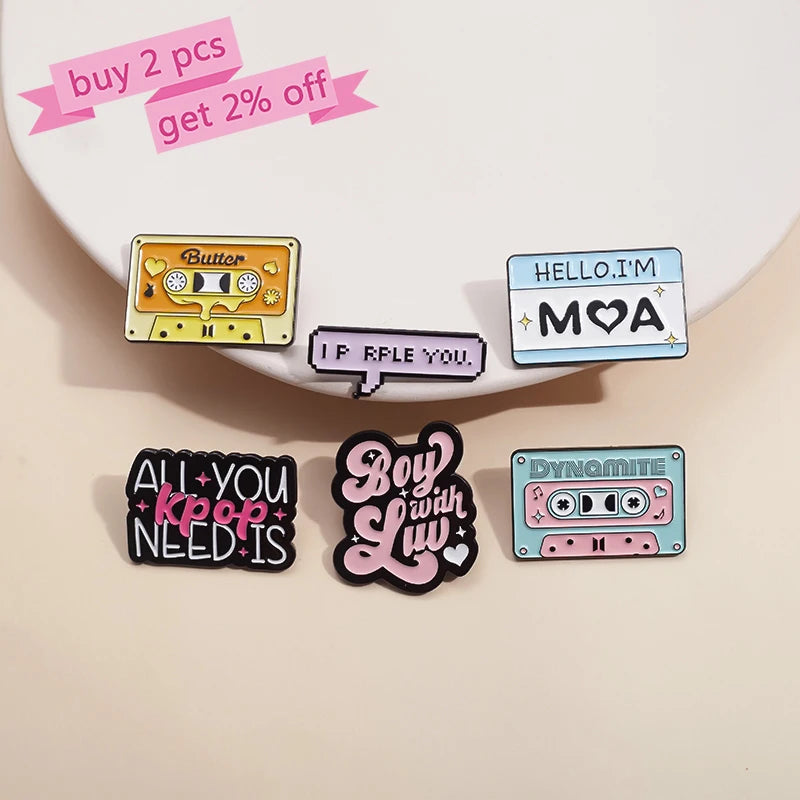 Music Tape Enamel Pins KPOP Styles