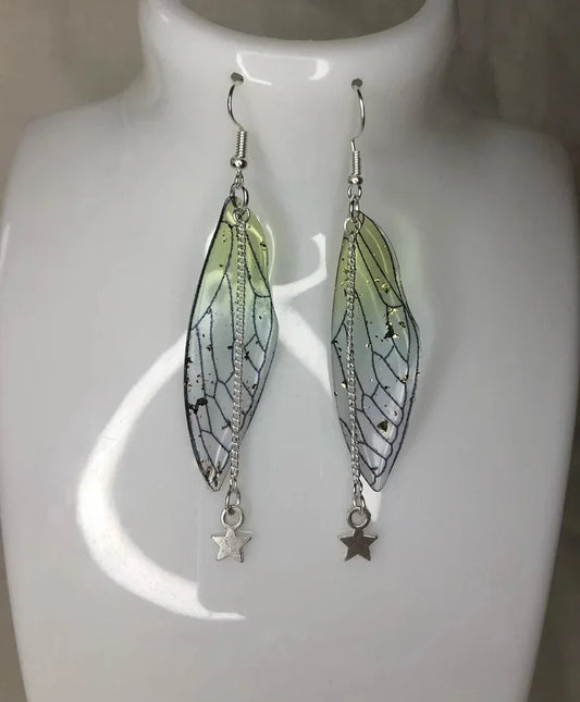 Fairycore Wing Green Charm Earring