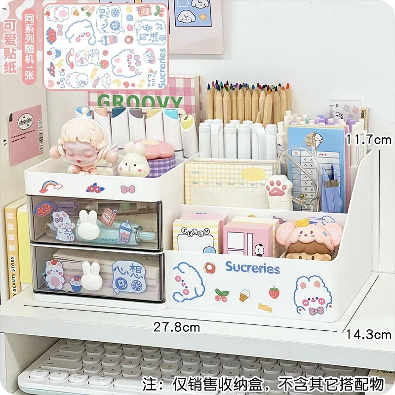 Kawaii Desktop Cosmetic Storage Box Organizer Drawer