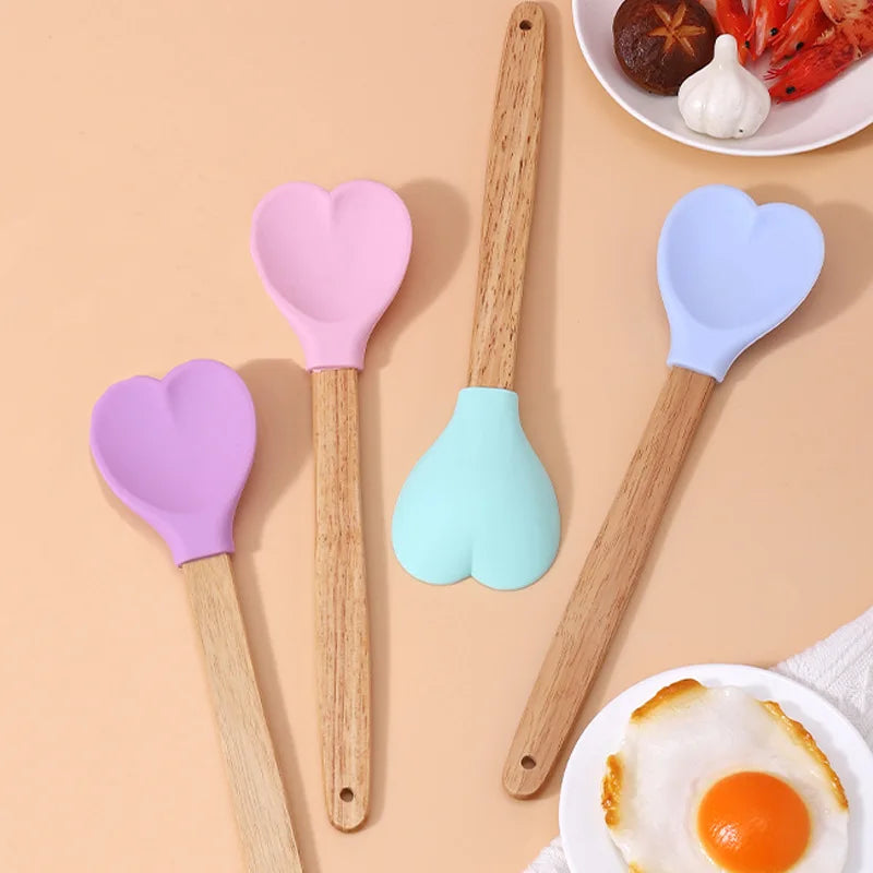 Pink Love Silicone Spatula Heart-Shaped