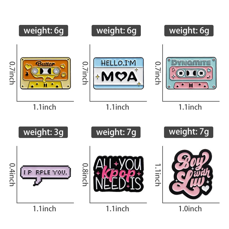 Music Tape Enamel Pins KPOP Styles