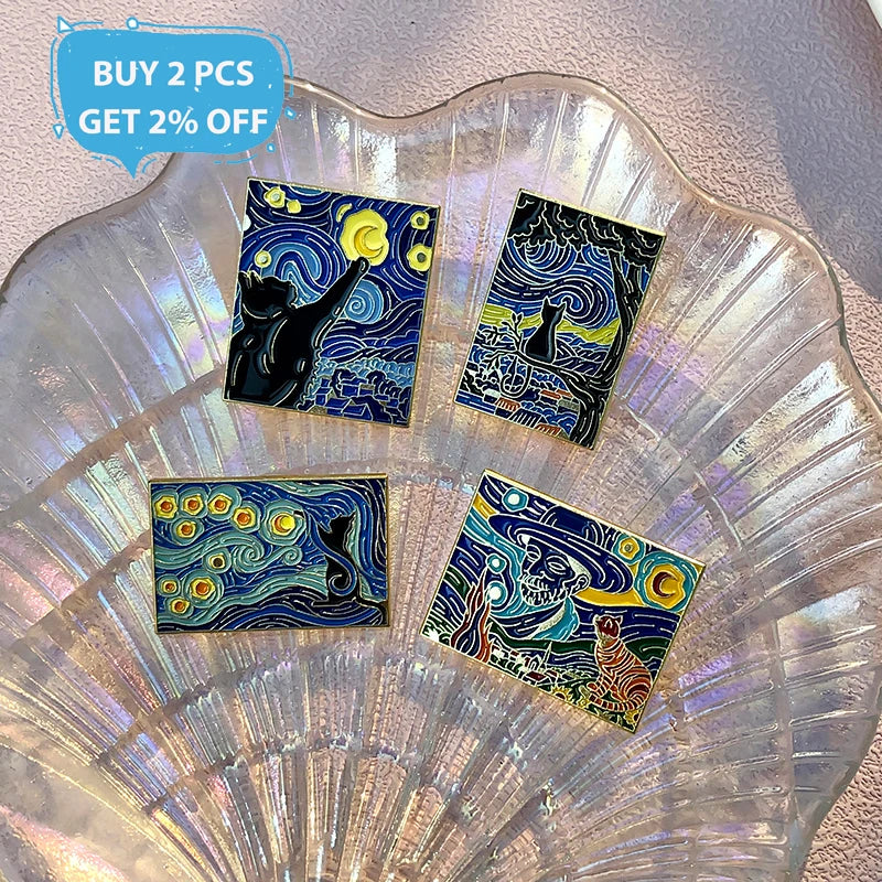 Van Gogh Oil Painting Enamel Pins