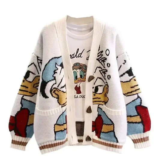 Cartoon Knitted Cardigan Donald Sweaters