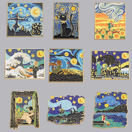 Van Gogh Enamel Pin Night Sky Brooches