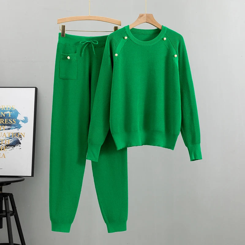 Knitted Tracksuit Sweatshirts 2-Piece