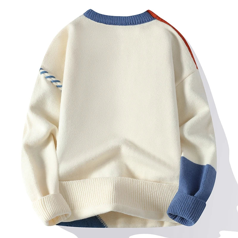 Turtleneck Patchwork Pullovers Korean Streetwear