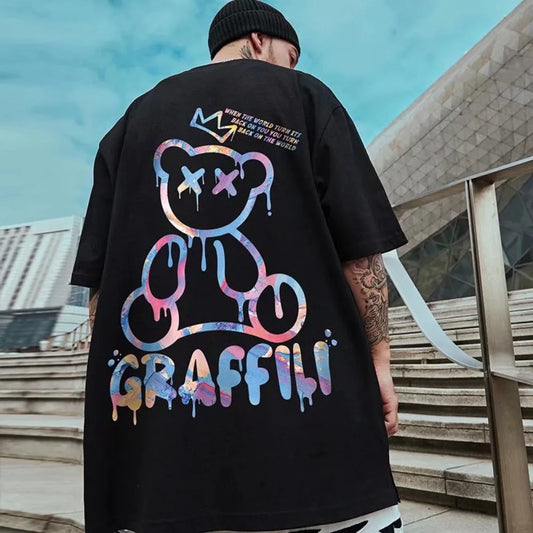 Oversized T-shirt Loose Casual Graffiti Print