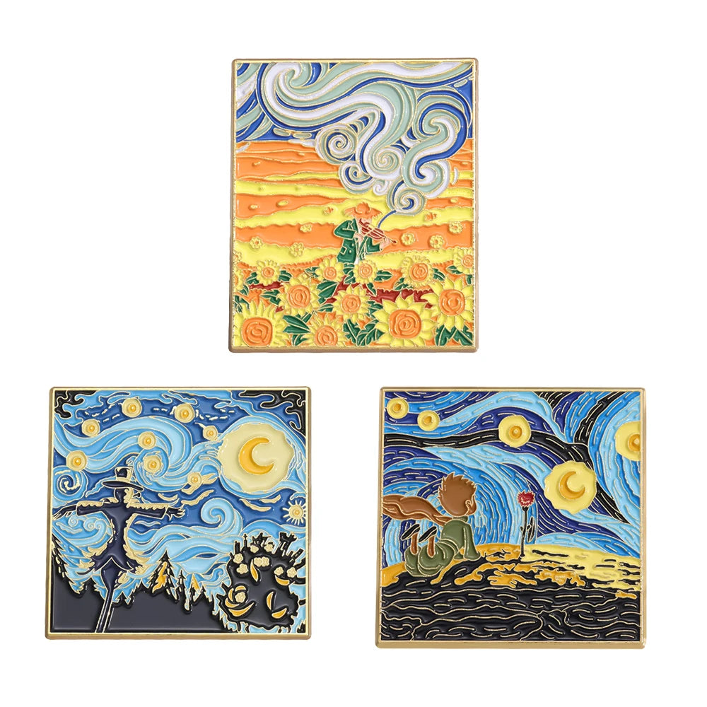 Van Gogh Enamel Pin Night Sky Brooches