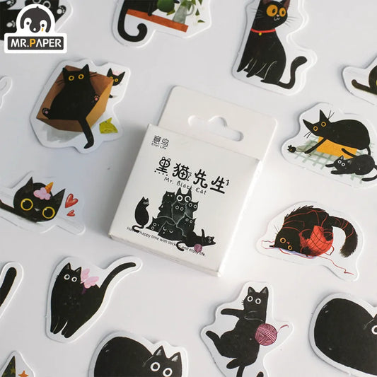 Mr. Paper 46pcs/Box Kawaii Black Cat Stickers