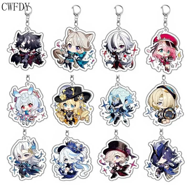 Genshin Impact Acrylic Keychain Characters - Neuvillette Furina Wriothesley Clorinde Figures