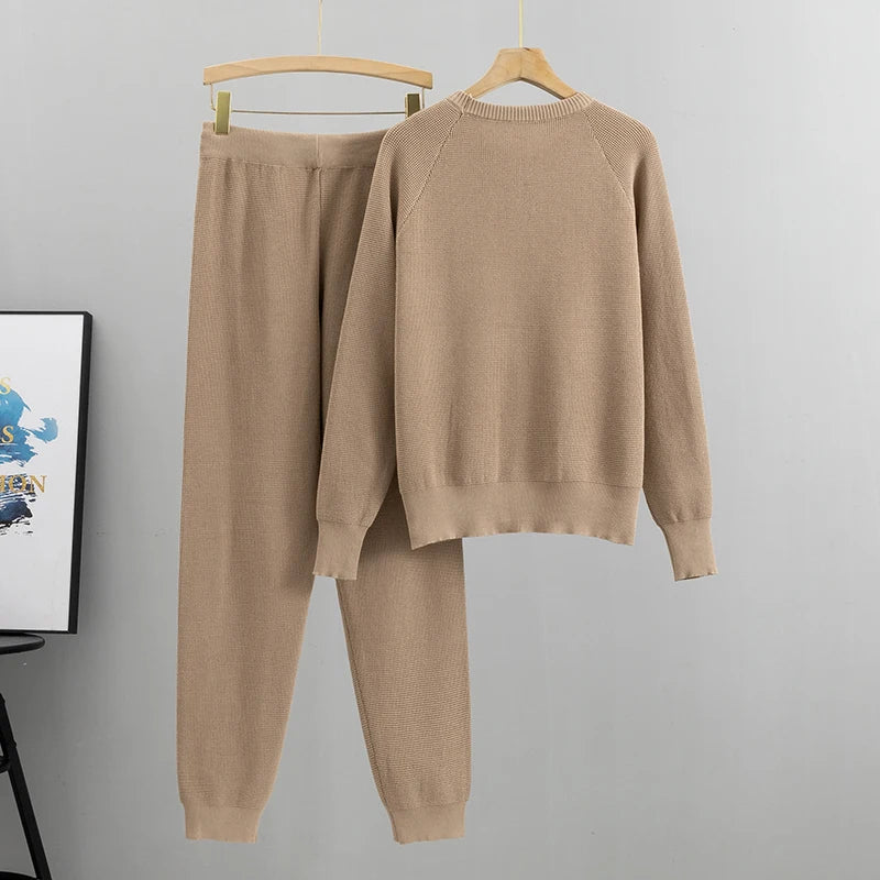 Knitted Tracksuit Sweatshirts 2-Piece