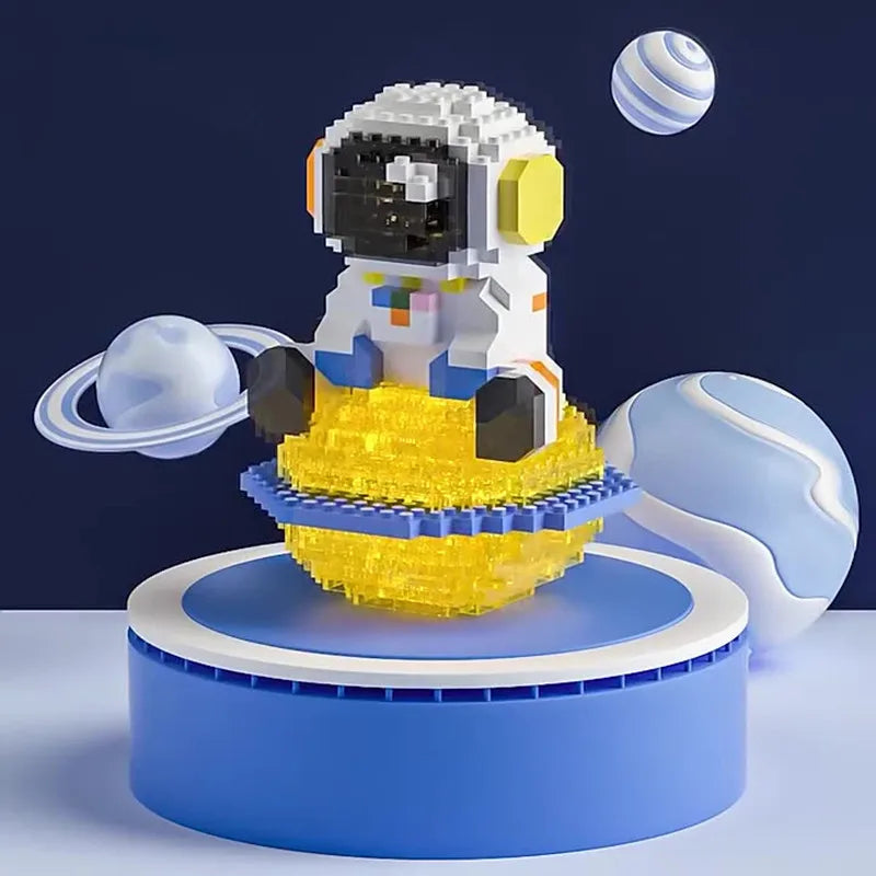 Micro Building Blocks Aerospace Series Glowing Astronaut Figure With Light DIY