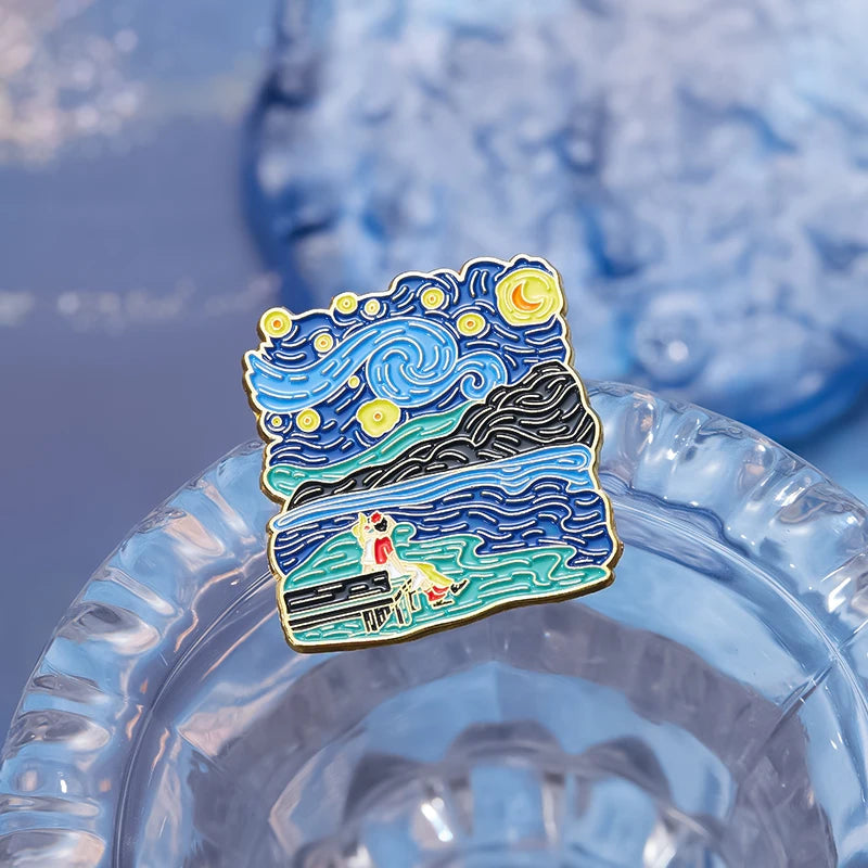 Van Gogh Enamel Pin Night Sky Brooches