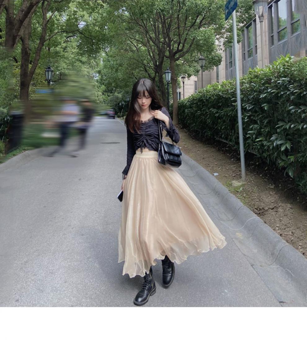 Oversized Wave Chiffon Pearl Skirt