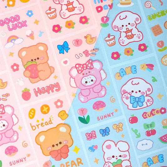 Cute Bear Clear Water Cup Stickers