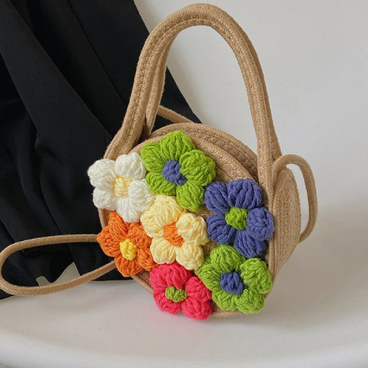 Cotton String Women's Woven Flower Bag